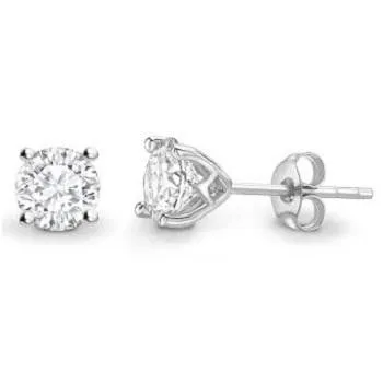 GIA Platinum Round Brilliant Cut Diamond Stud Earrings 1.20 & 1.60 CTW- G/Si1
