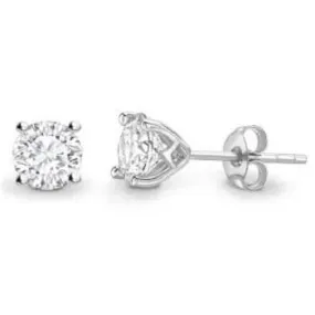 GIA Platinum Round Brilliant Cut Diamond Stud Earrings 1.20 & 1.60 CTW- G/Si1