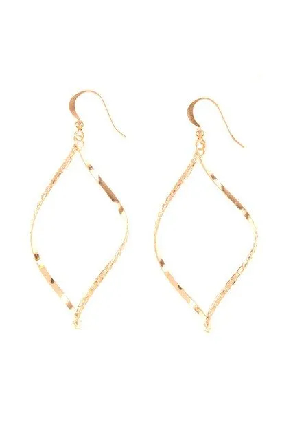Gilded Twirl Gold Drop Hoop Earrings