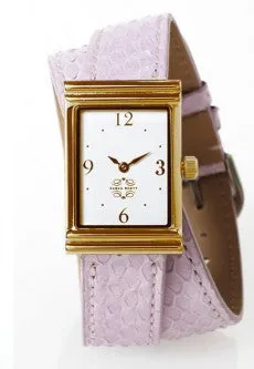 Gold Rectangular Watch with Double Wrap Strap