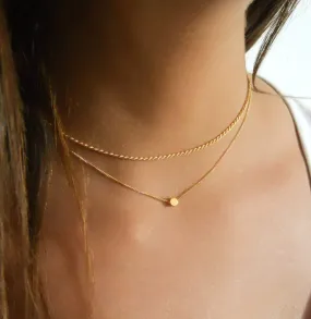 Gold Rope Choker and Dot Necklace - Set Of 2 Necklaces