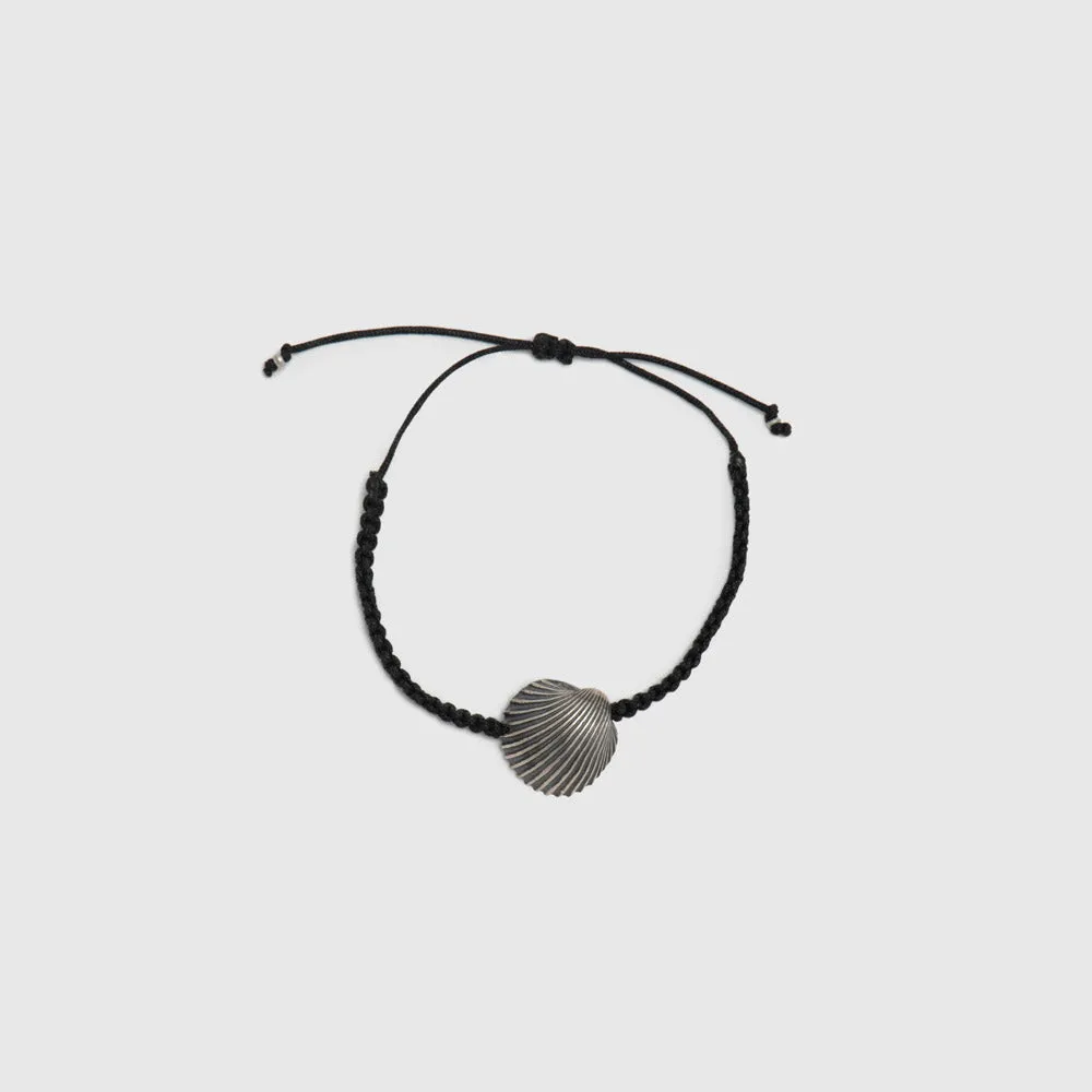 Grande oyster - macrame bracelet - silver 925 - black oxidation - unisex