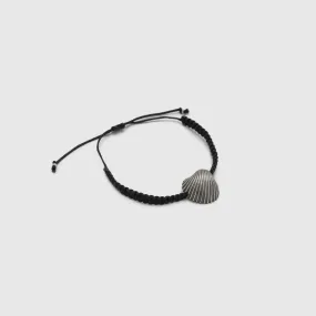 Grande oyster - macrame bracelet - silver 925 - black oxidation - unisex