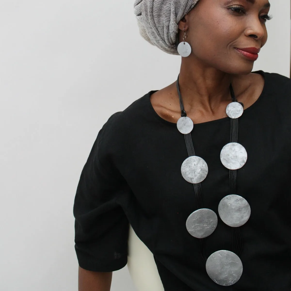 Grey Silver Shell Heidi Earrings