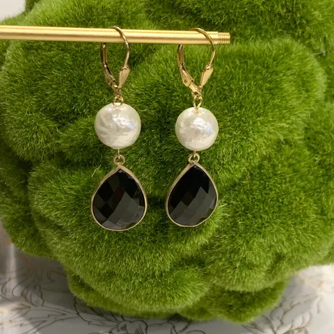 Handmade Teramasu Luxury Gratitude Earrings in Black Onyx