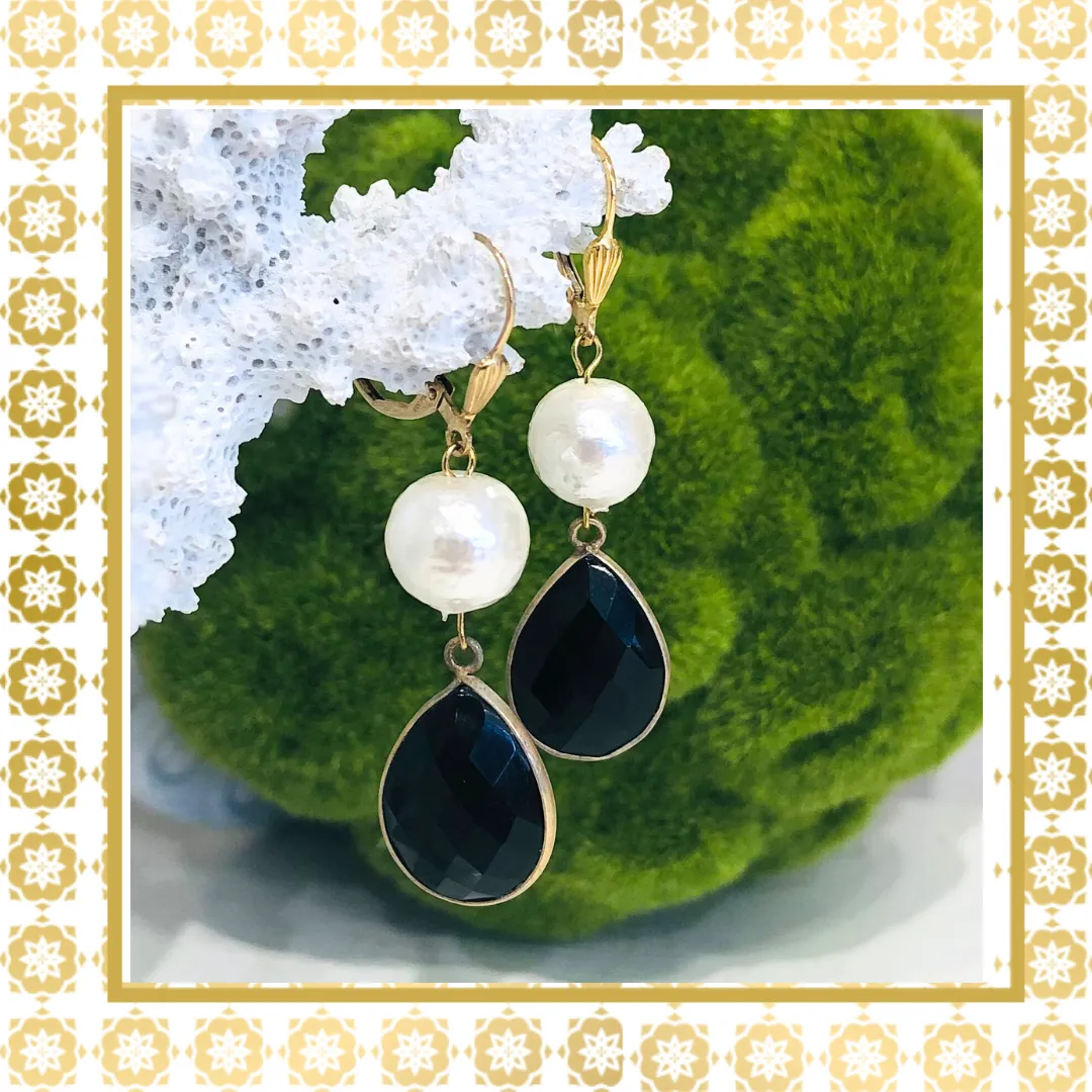 Handmade Teramasu Luxury Gratitude Earrings in Black Onyx