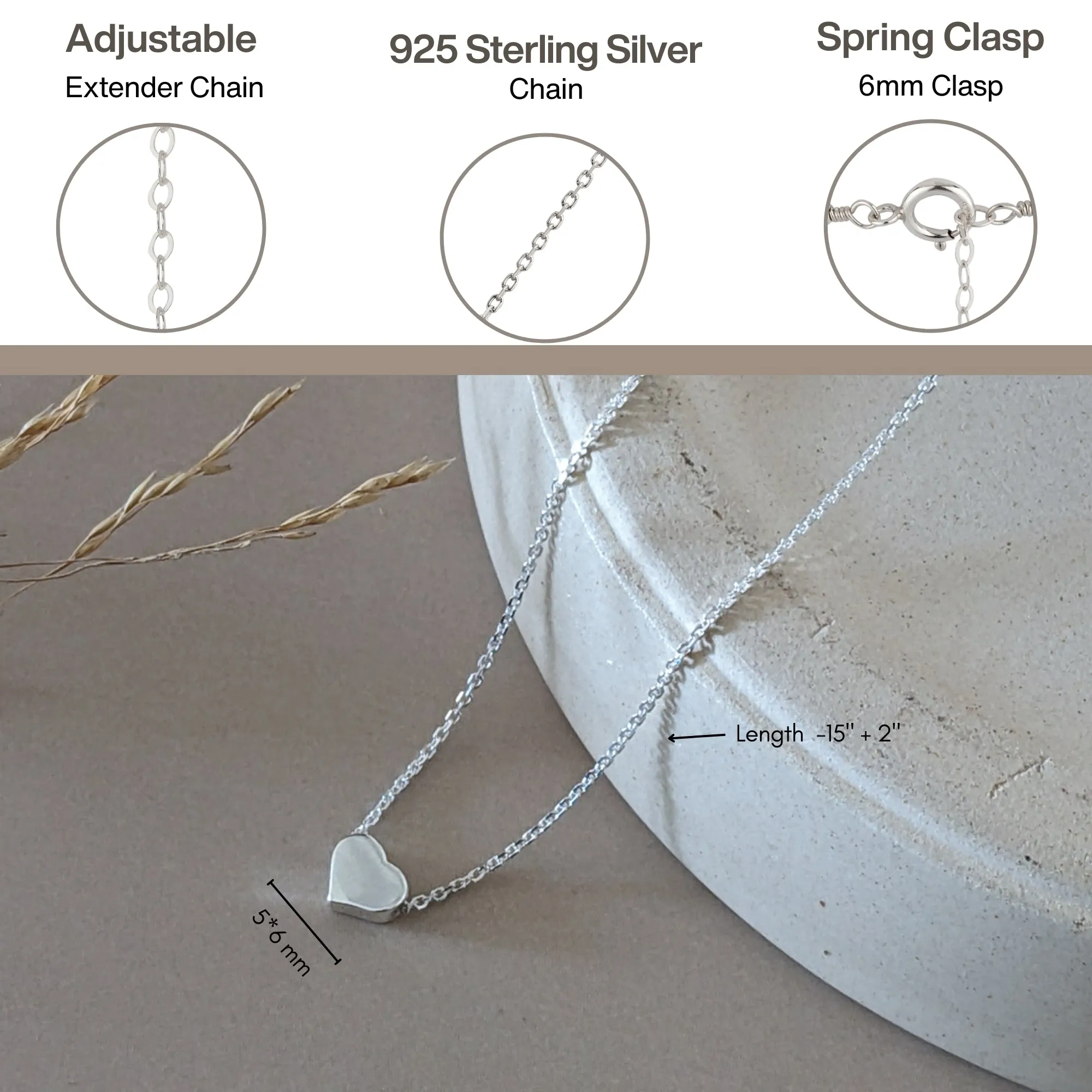 Heart Bead Necklace and Chain Choker Set - 925 Sterling Silver