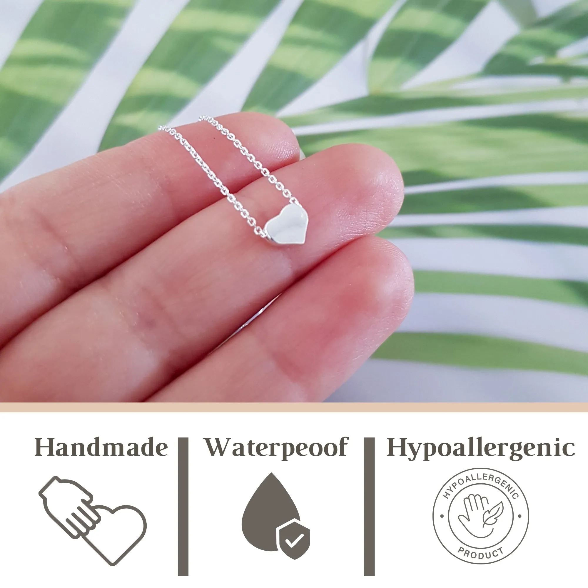 Heart Bead Necklace and Chain Choker Set - 925 Sterling Silver