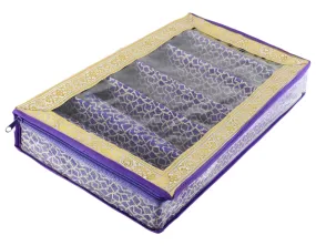 Heart Home Multipurpose Multi Saqare Design Laminated 5 Rod Bangle Box/Organizer/Case With Tranasparent Top (Purple)-47HH0353