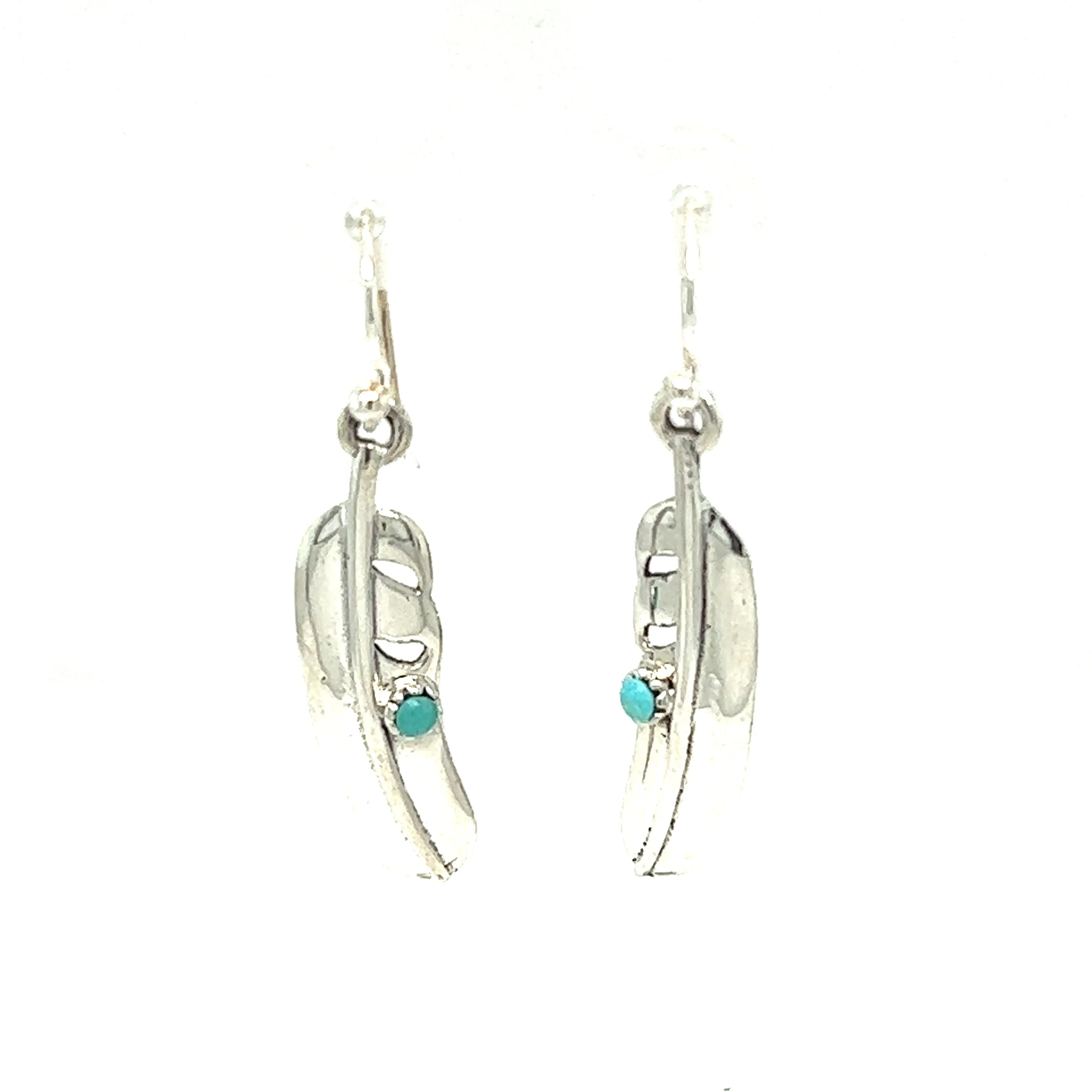 High Shine Feather Earrings with Turquoise
