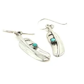 High Shine Feather Earrings with Turquoise