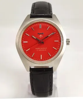 Hmt Orange Dial Para Shock 17 Jewels Handwinding Men's Watch 0231