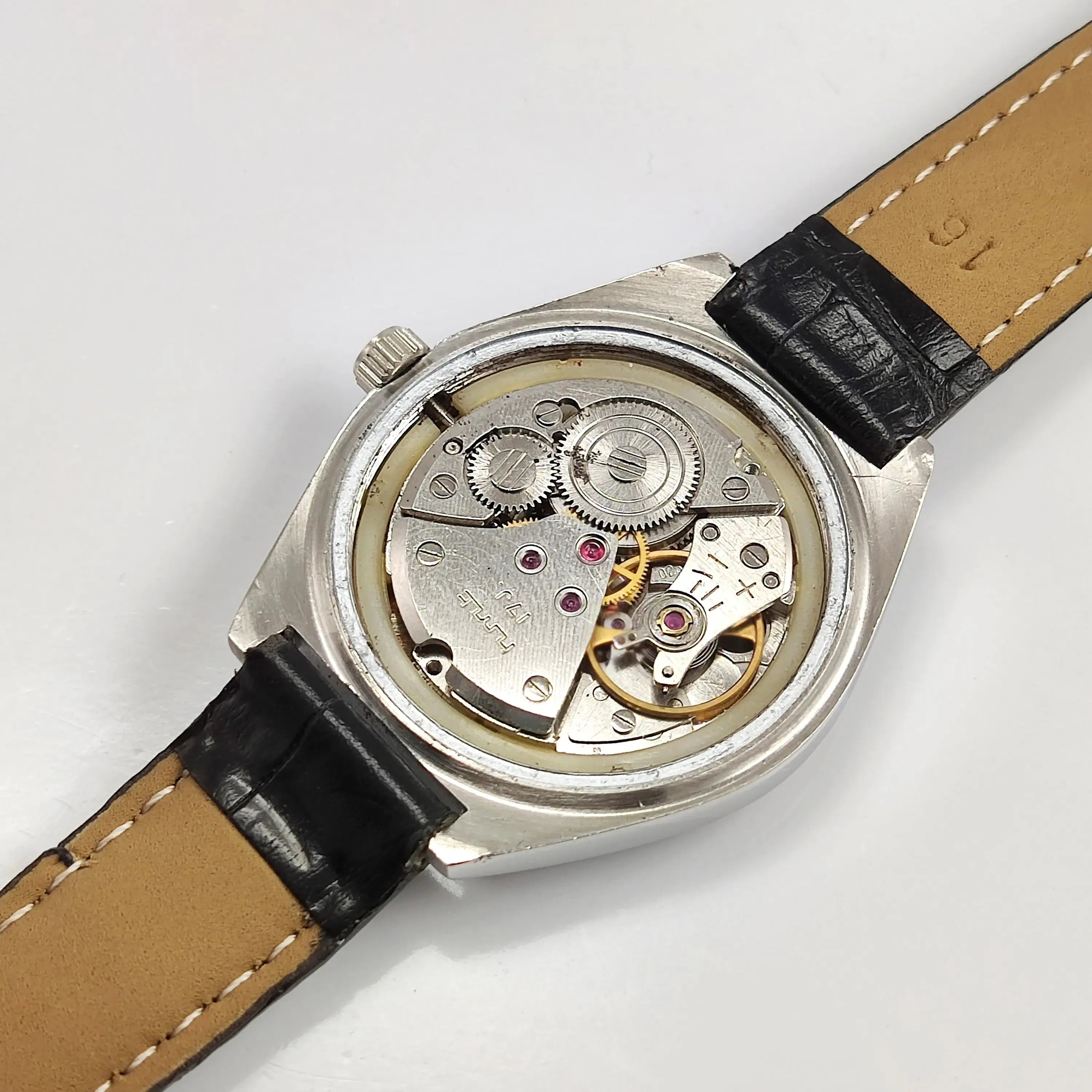Hmt Orange Dial Para Shock 17 Jewels Handwinding Men's Watch 0231