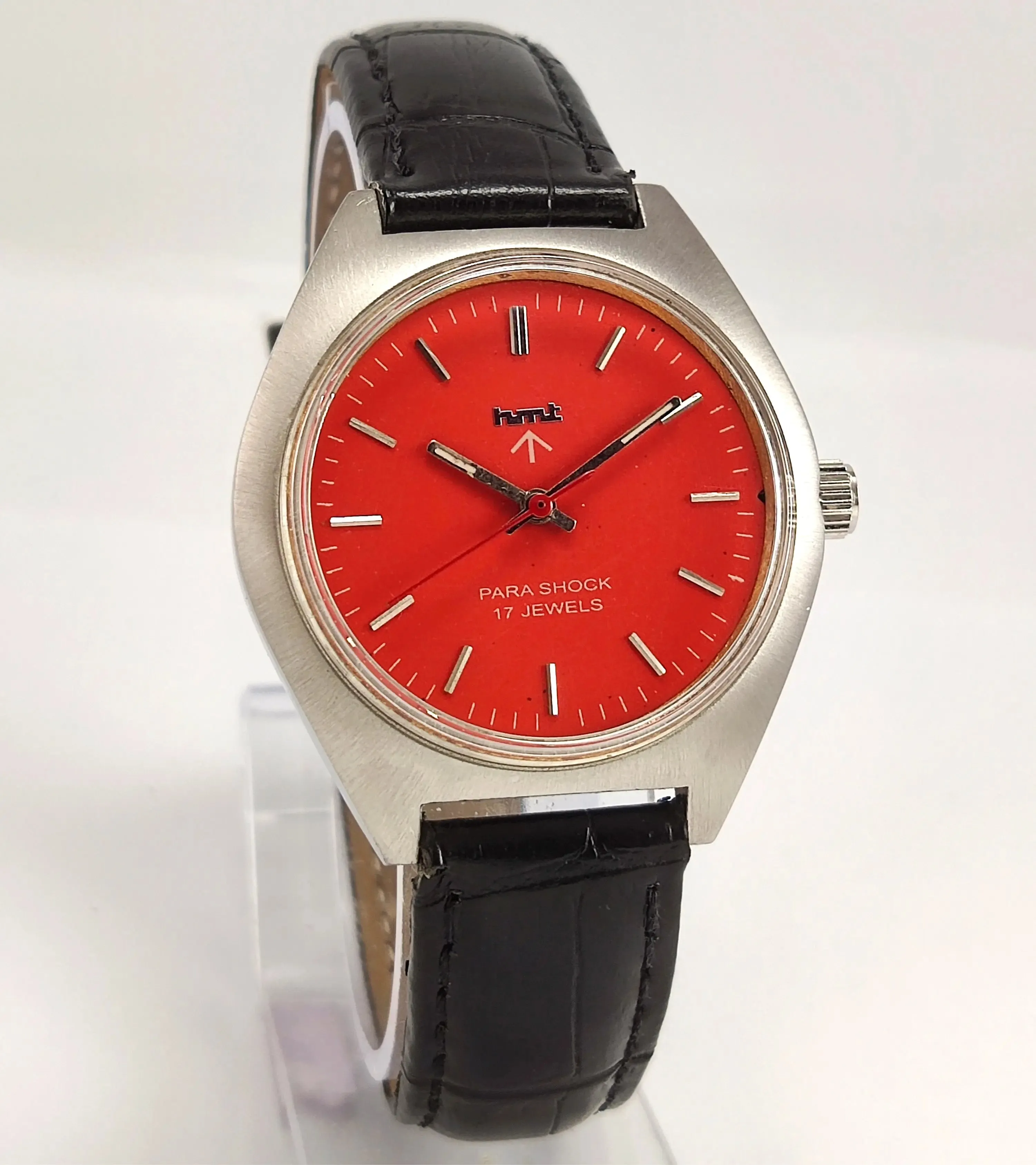 Hmt Orange Dial Para Shock 17 Jewels Handwinding Men's Watch 0231