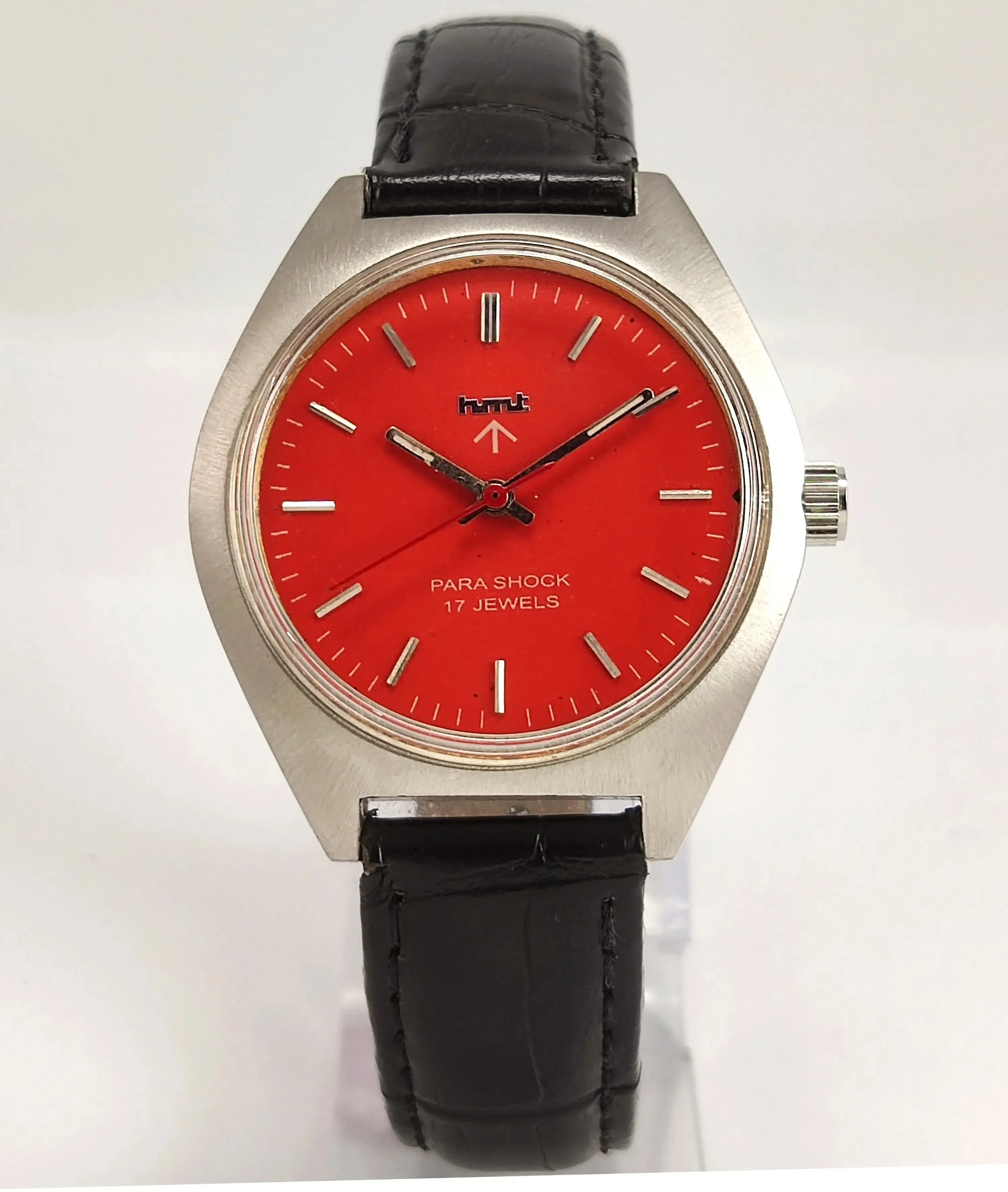 Hmt Orange Dial Para Shock 17 Jewels Handwinding Men's Watch 0231