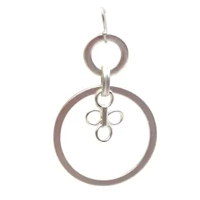 Hoop Earrings With Clover Charm - Matte Silver