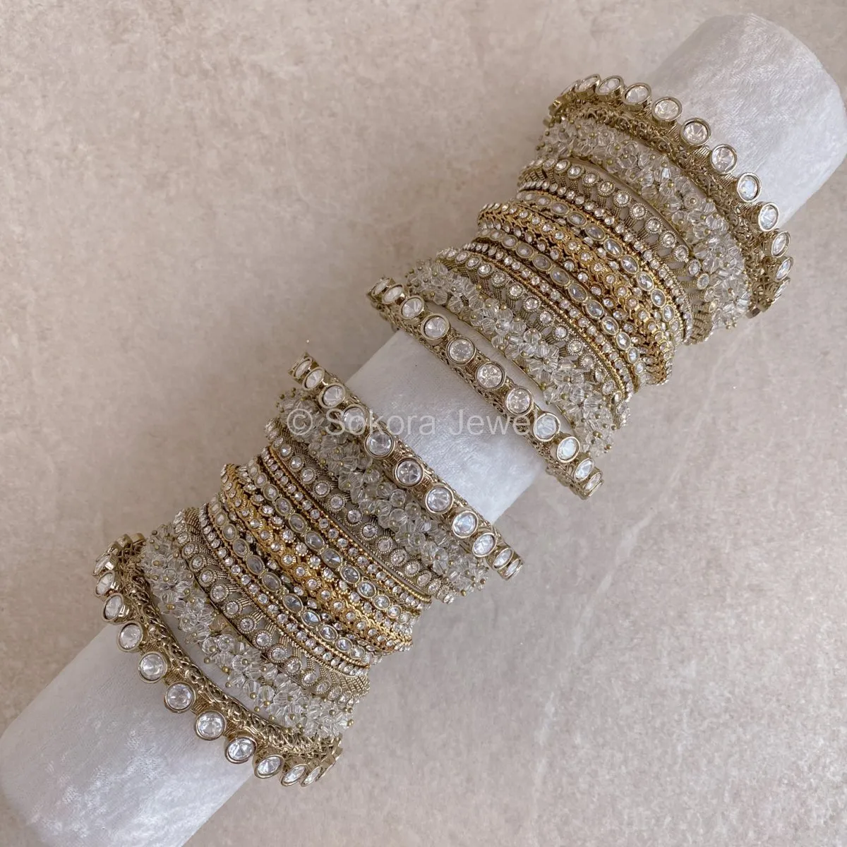 Jodhaa Luxury Bangle Stack - Clear Crystal