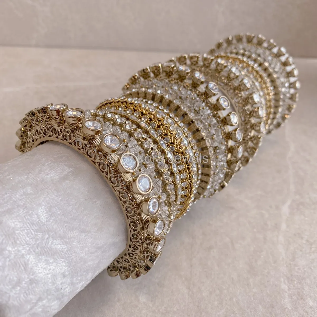 Jodhaa Luxury Bangle Stack - Clear Crystal