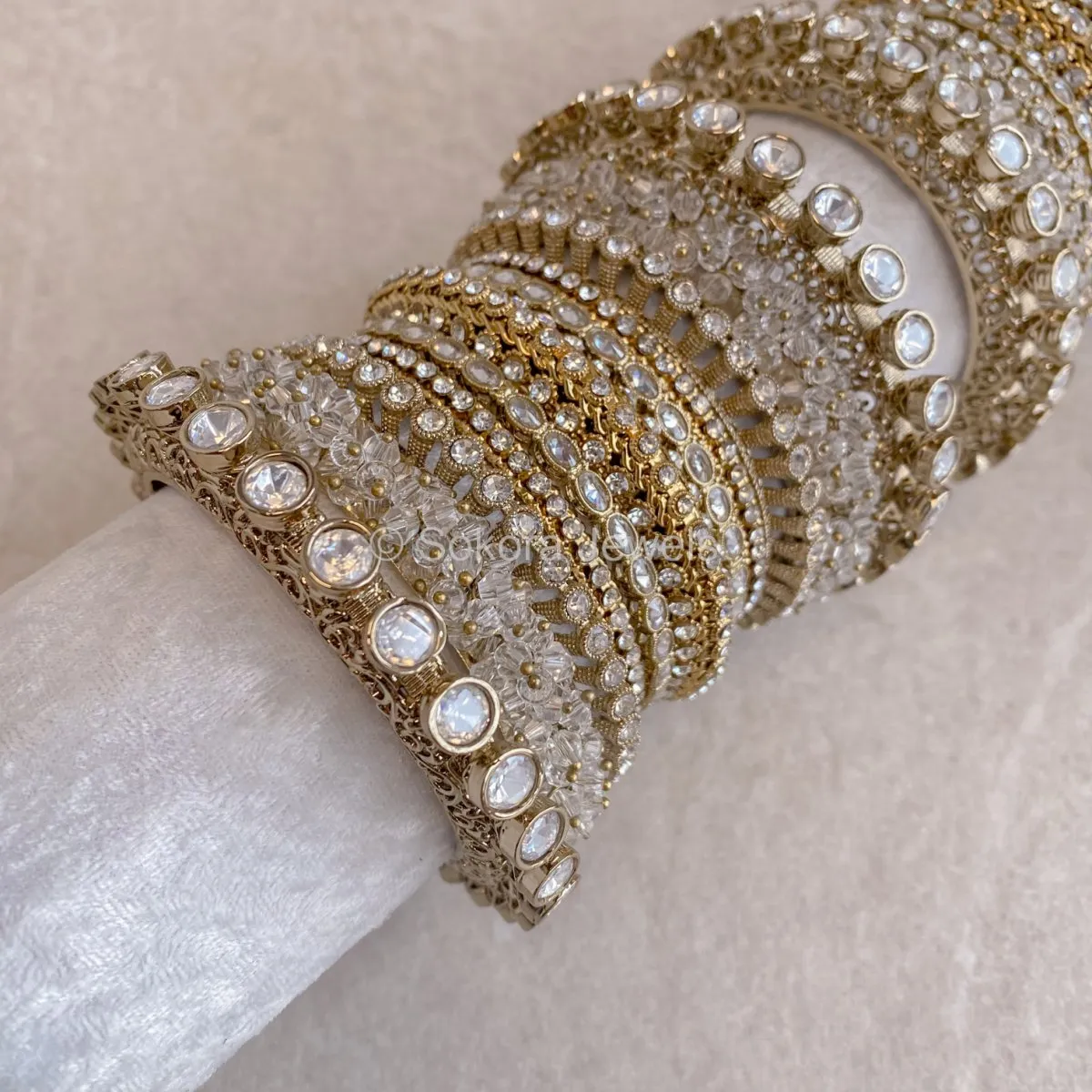 Jodhaa Luxury Bangle Stack - Clear Crystal