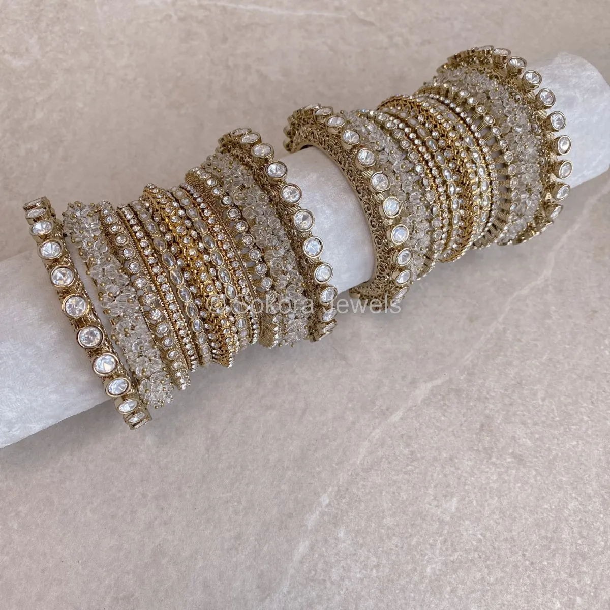 Jodhaa Luxury Bangle Stack - Clear Crystal