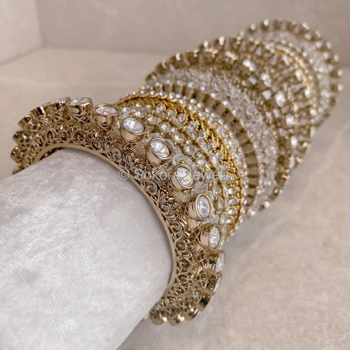 Jodhaa Luxury Bangle Stack - Clear Crystal