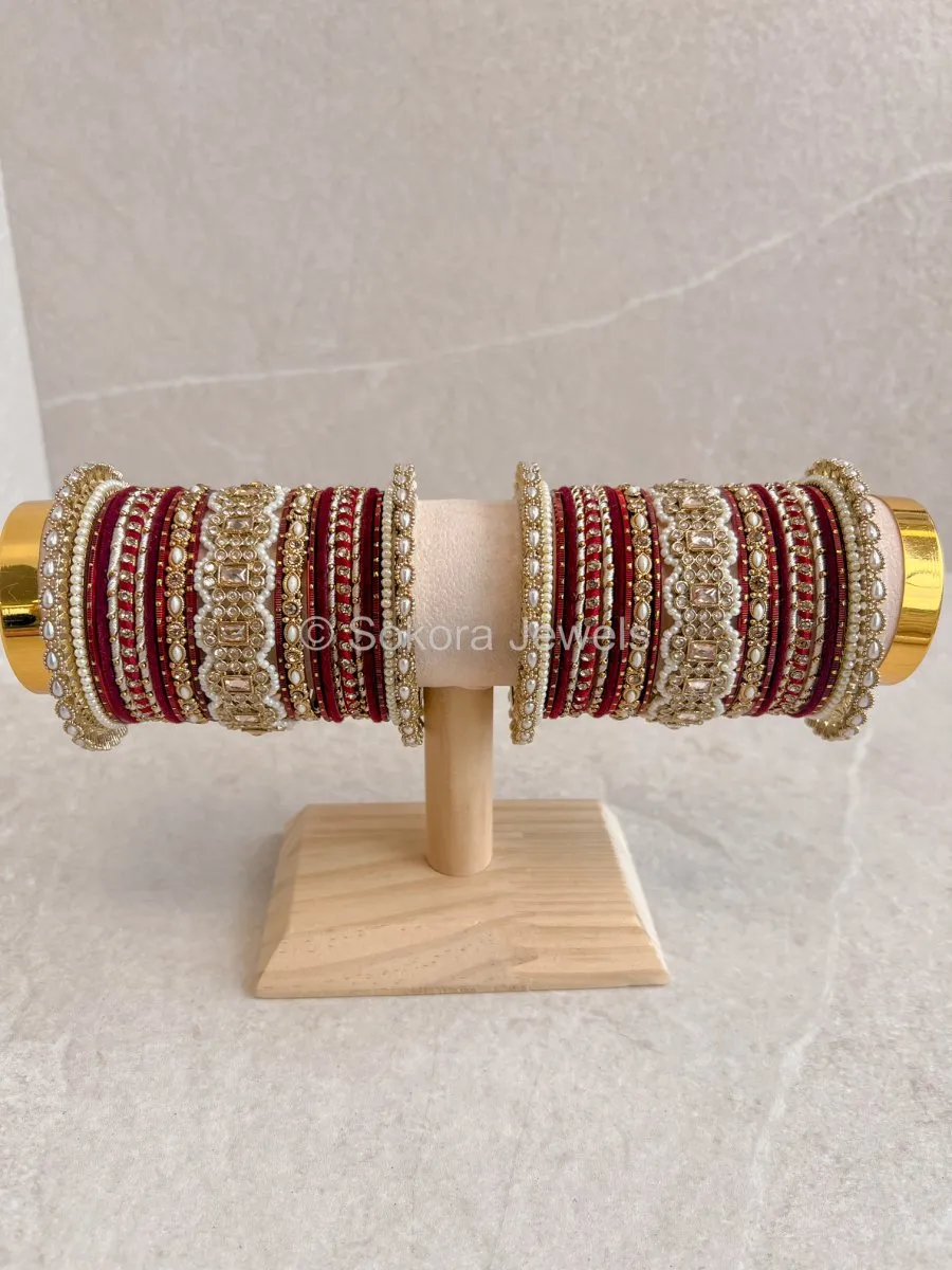 Julekha Bridal Bangle Stack - Maroon