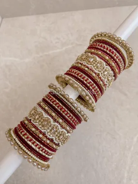 Julekha Bridal Bangle Stack - Maroon