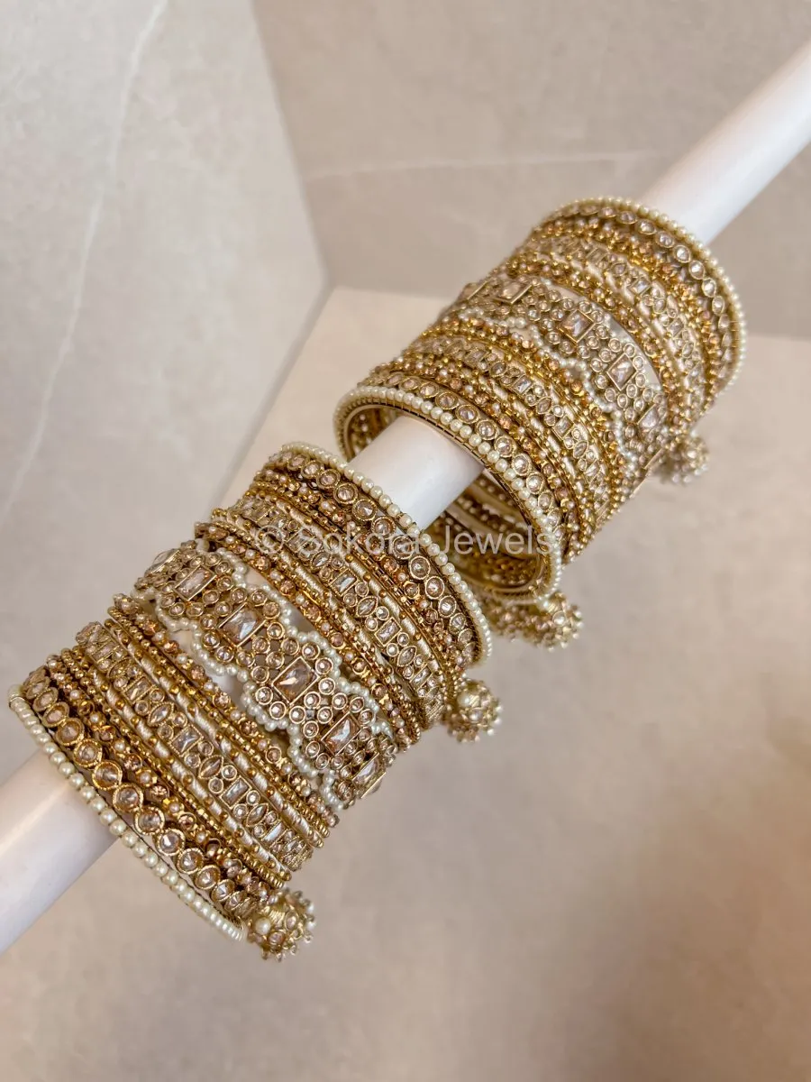 Julekha Golden Bridal Bangles Stack