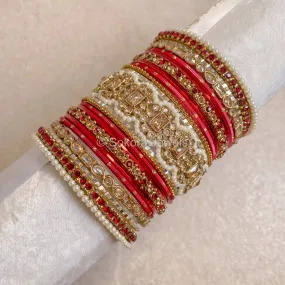 Julekha Luxury Bridal Bangle Stack - Red