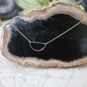 Just a Bit Off // Half Circle Geo Necklace, Gold or Silver Chain, Off Center Necklace // BH-N008