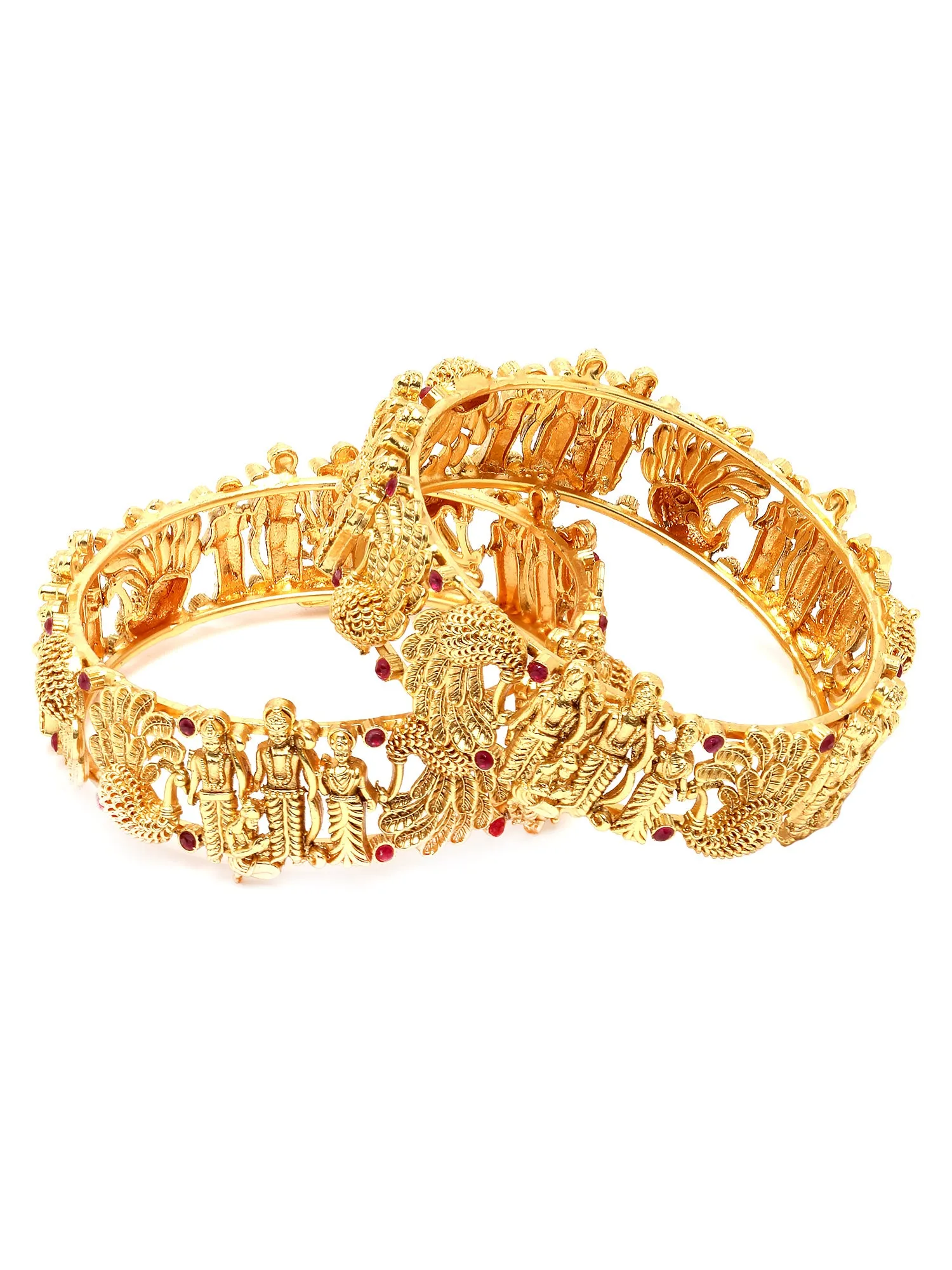 Karatcart Gold Plated Set of 2 Shri Ram Bangles for Women