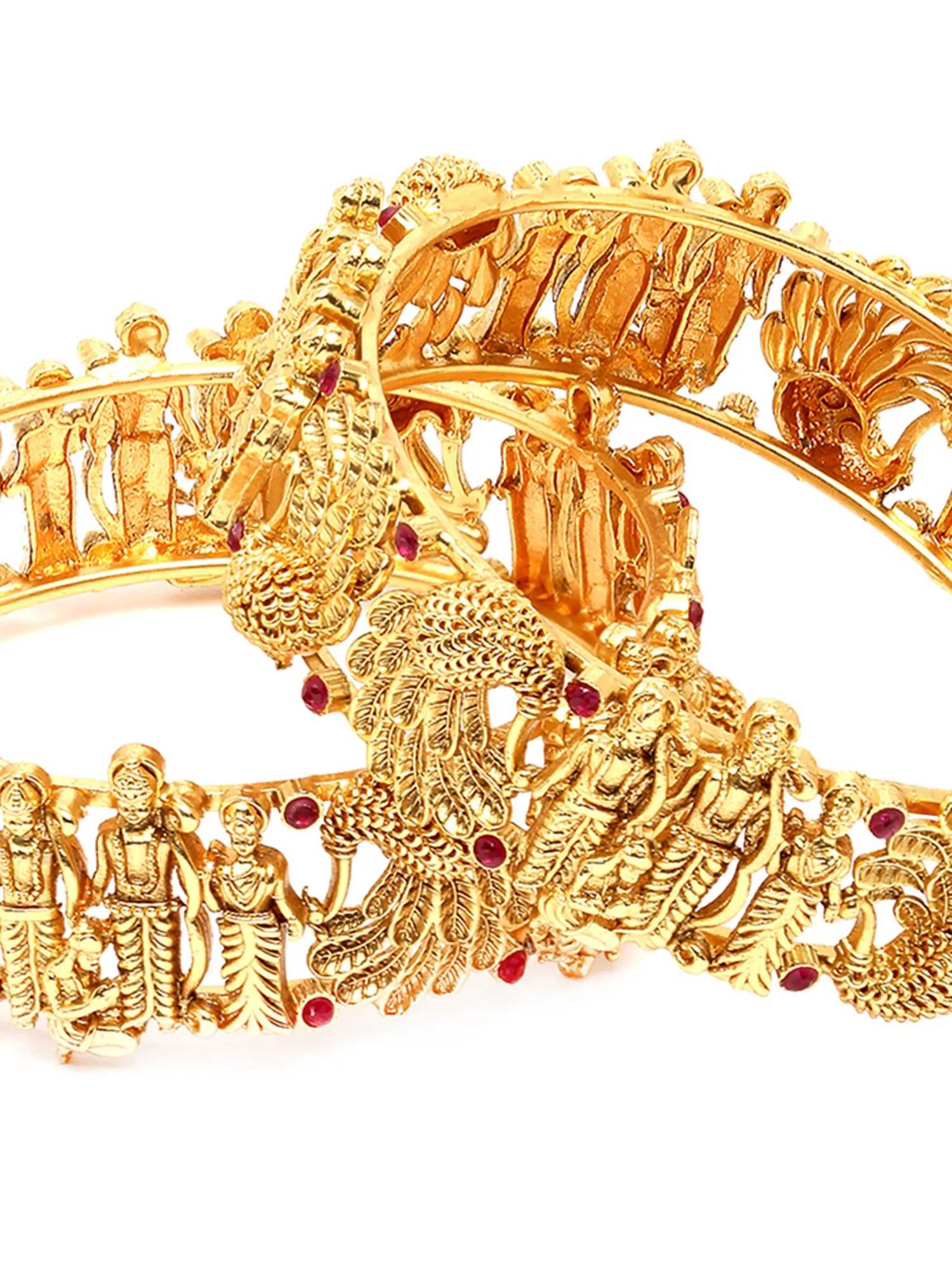 Karatcart Gold Plated Set of 2 Shri Ram Bangles for Women