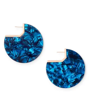 Kendra Scott Kai Rose Gold Hoop Earrings In Navy Blue Acetate