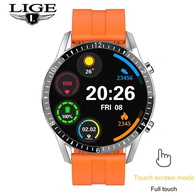 LIGE 2020 New Luxury brand mens watches Steel band Fitness watch Heart rate blood pressure Activity tracker Smart Watch For Men