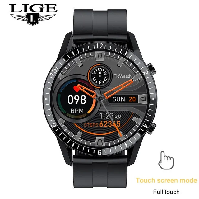 LIGE 2020 New Luxury brand mens watches Steel band Fitness watch Heart rate blood pressure Activity tracker Smart Watch For Men