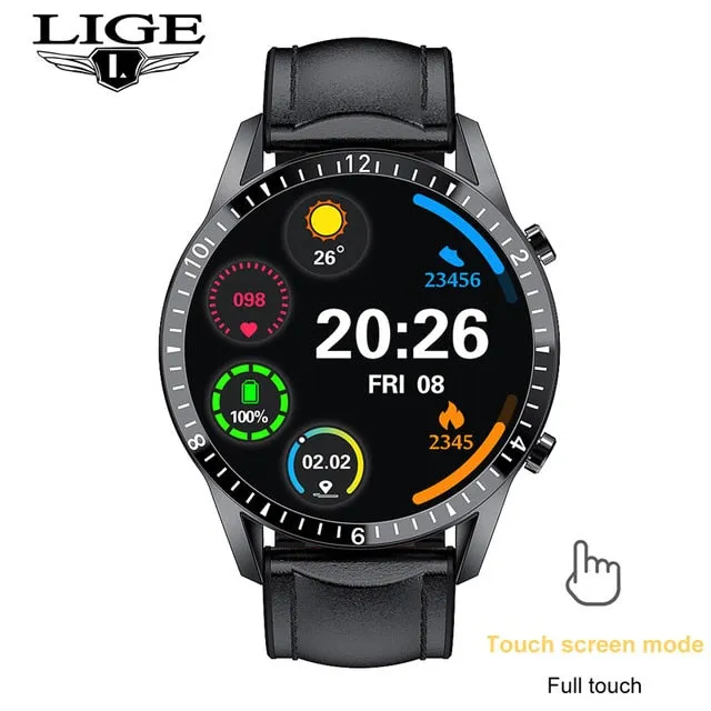 LIGE 2020 New Luxury brand mens watches Steel band Fitness watch Heart rate blood pressure Activity tracker Smart Watch For Men