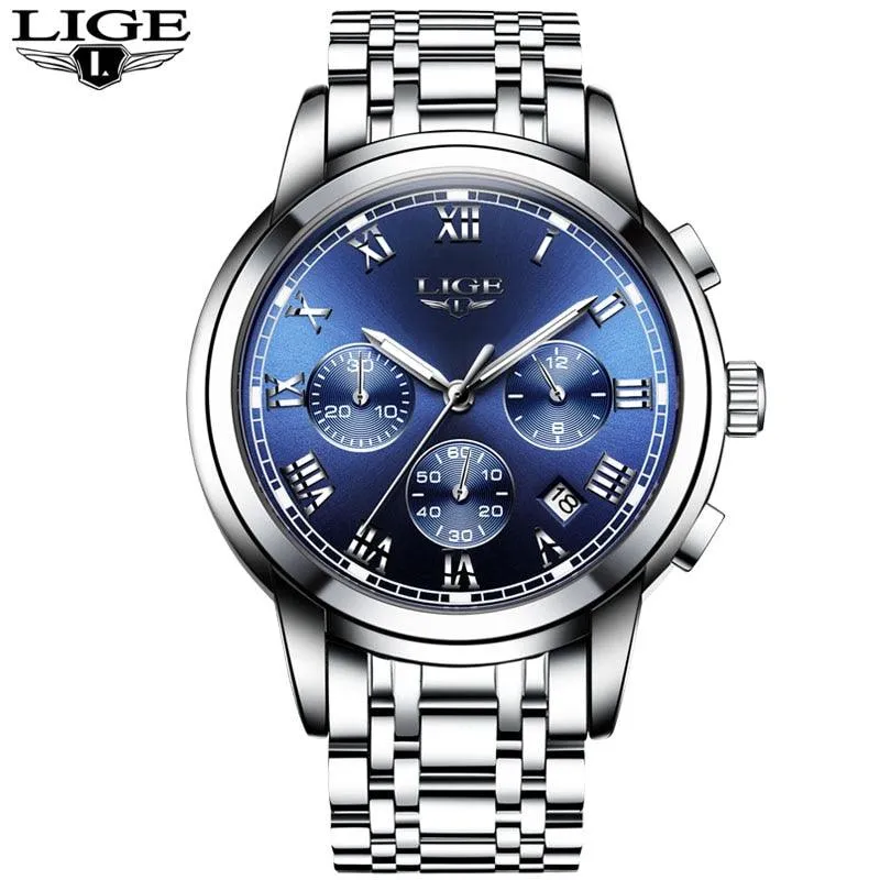 LIGE Mens Watches Fashion Top Brand Luxury Business Automatic Mechanical Watch Men Casual Waterproof Watch Relogio Masculino Box