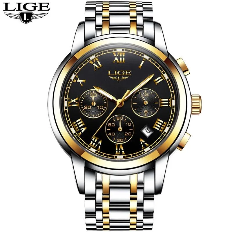LIGE Mens Watches Fashion Top Brand Luxury Business Automatic Mechanical Watch Men Casual Waterproof Watch Relogio Masculino Box