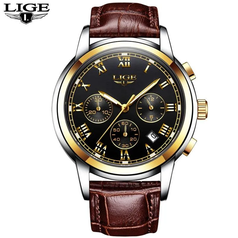 LIGE Mens Watches Fashion Top Brand Luxury Business Automatic Mechanical Watch Men Casual Waterproof Watch Relogio Masculino Box
