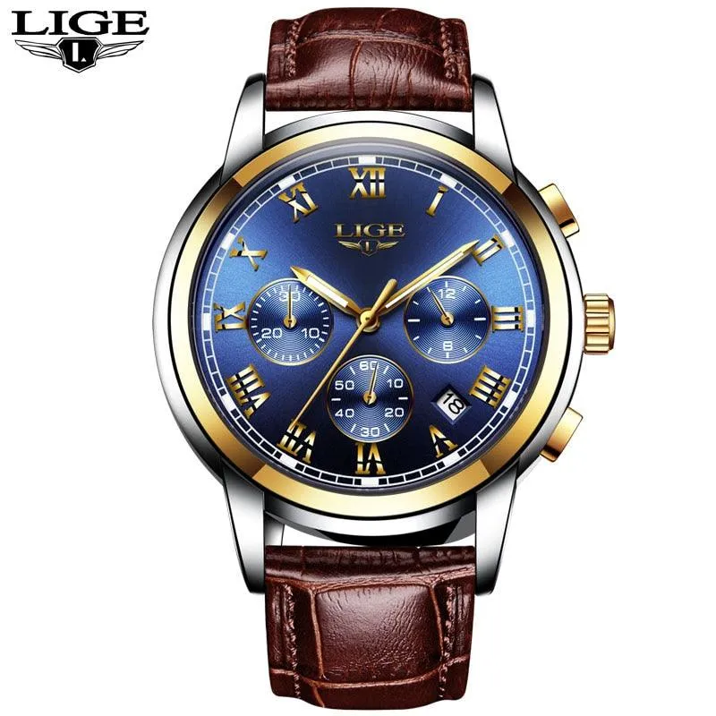 LIGE Mens Watches Fashion Top Brand Luxury Business Automatic Mechanical Watch Men Casual Waterproof Watch Relogio Masculino Box