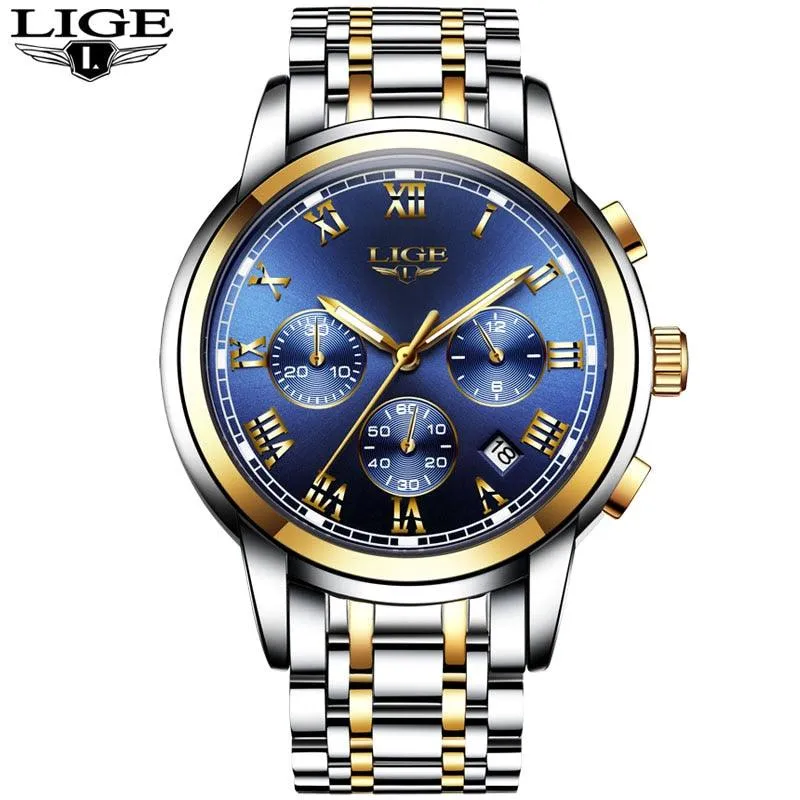 LIGE Mens Watches Fashion Top Brand Luxury Business Automatic Mechanical Watch Men Casual Waterproof Watch Relogio Masculino Box