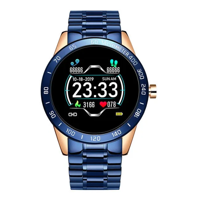 LIGE Steel Band Smart Watch Men Heart Rate Blood Pressure Monitor Sport Multifunction Mode Fitness Tracker Waterproof Smartwatch