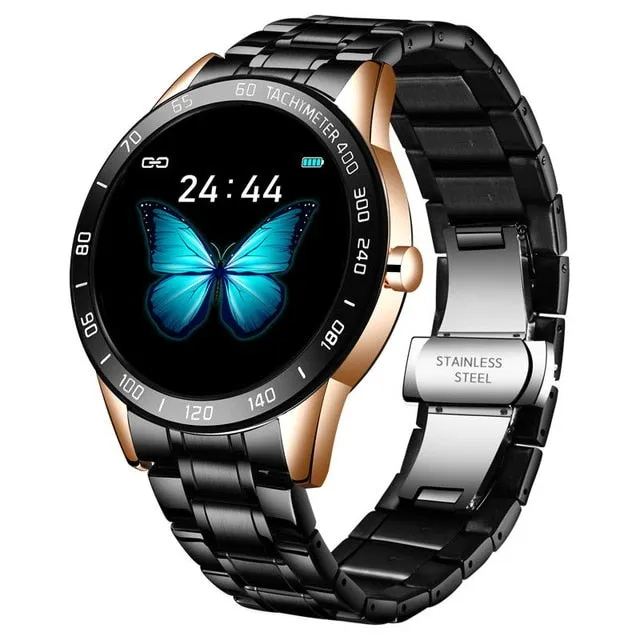 LIGE Steel Band Smart Watch Men Heart Rate Blood Pressure Monitor Sport Multifunction Mode Fitness Tracker Waterproof Smartwatch