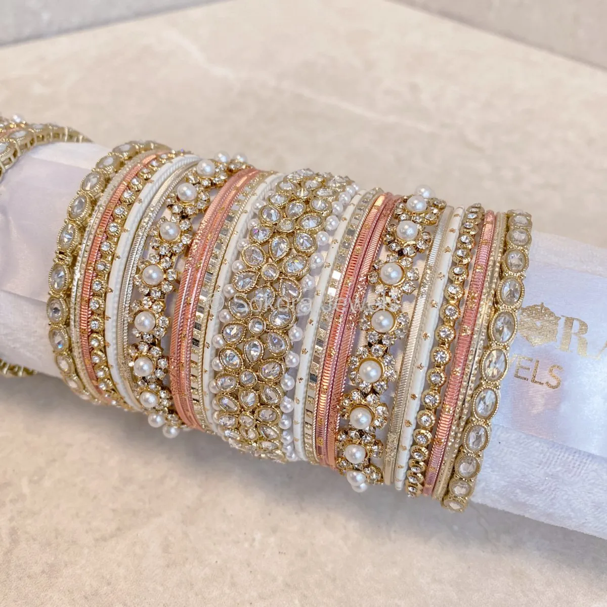 Luxury Daisy Bangle Set - Pink/Clear