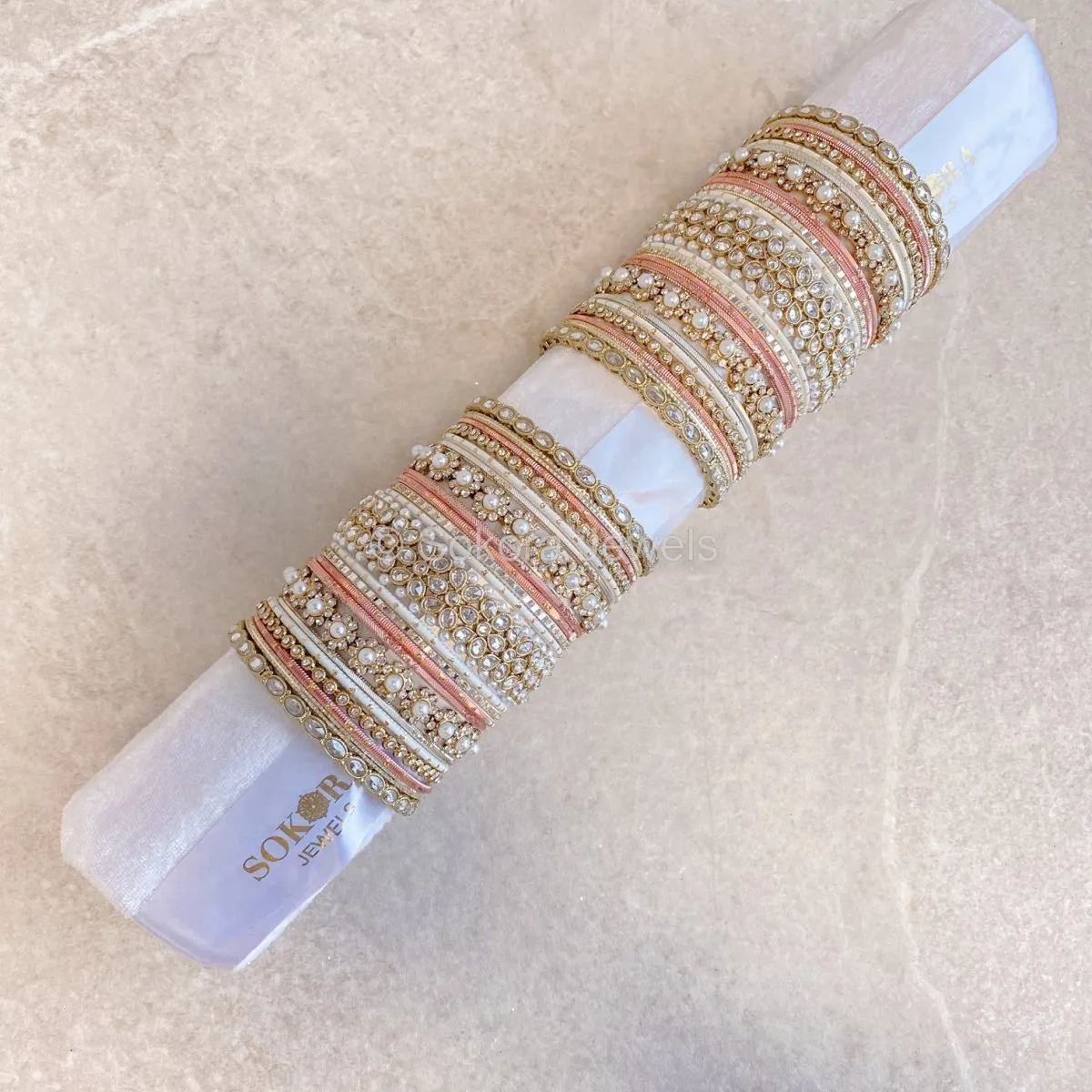 Luxury Daisy Bangle Set - Pink/Clear