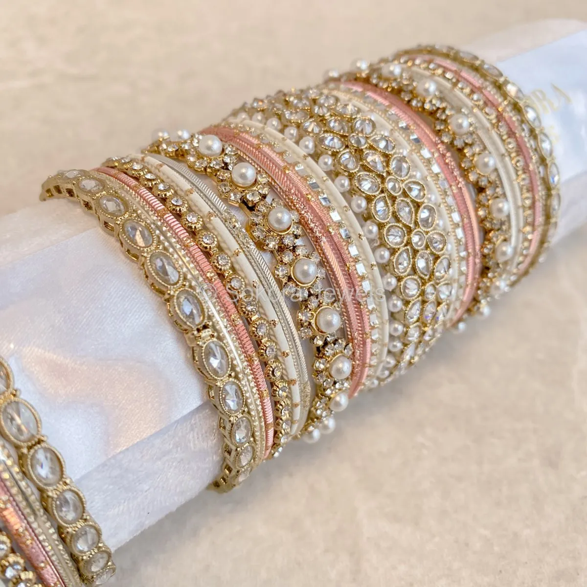 Luxury Daisy Bangle Set - Pink/Clear