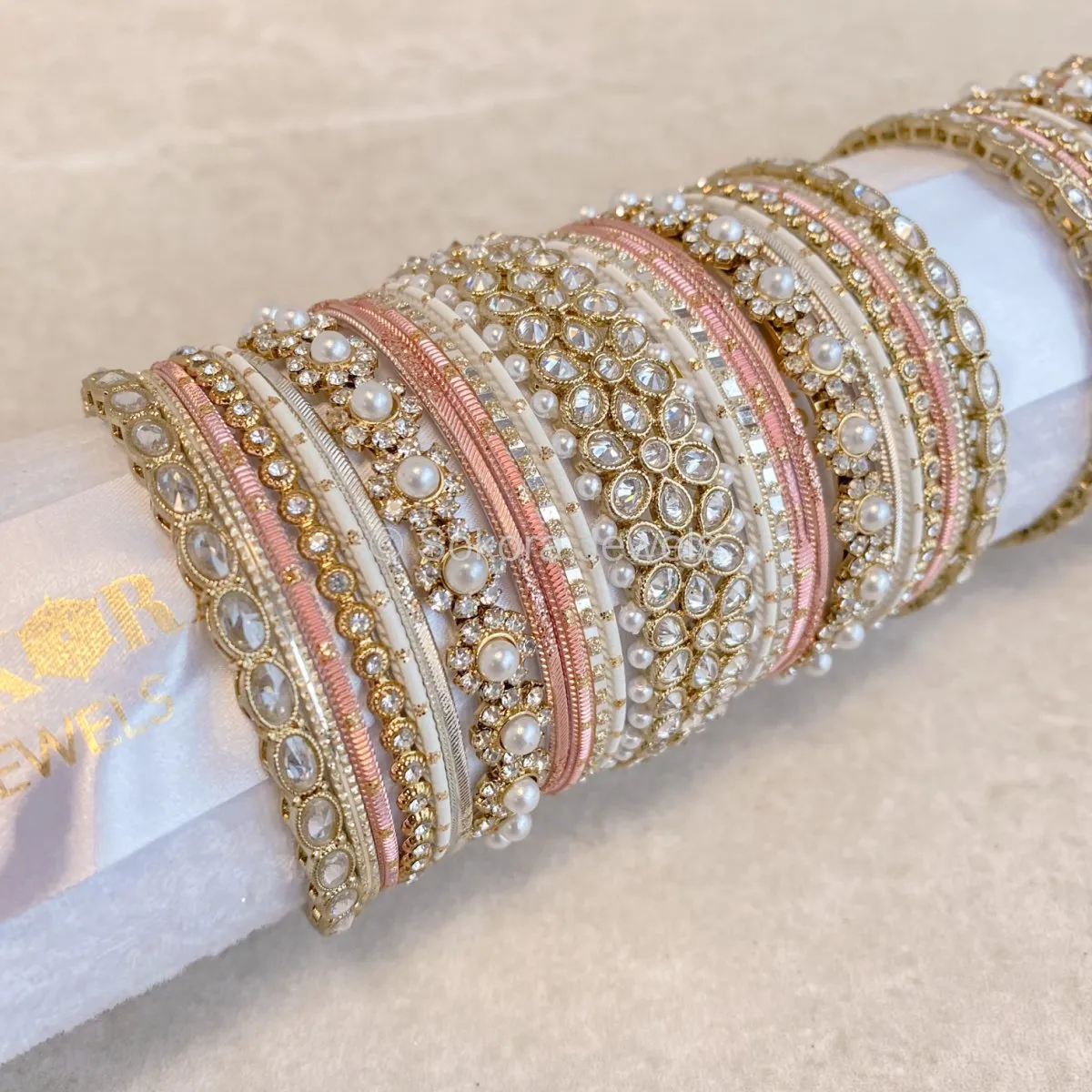 Luxury Daisy Bangle Set - Pink/Clear