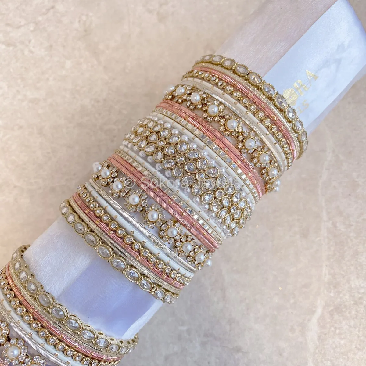 Luxury Daisy Bangle Set - Pink/Clear