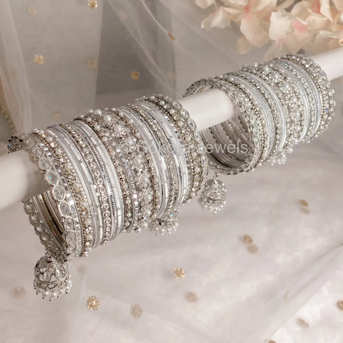 Luxury Lucie Bangle stack - Silver