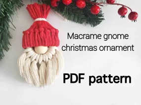 Macrame gnome christmas ornament PDF pattern.